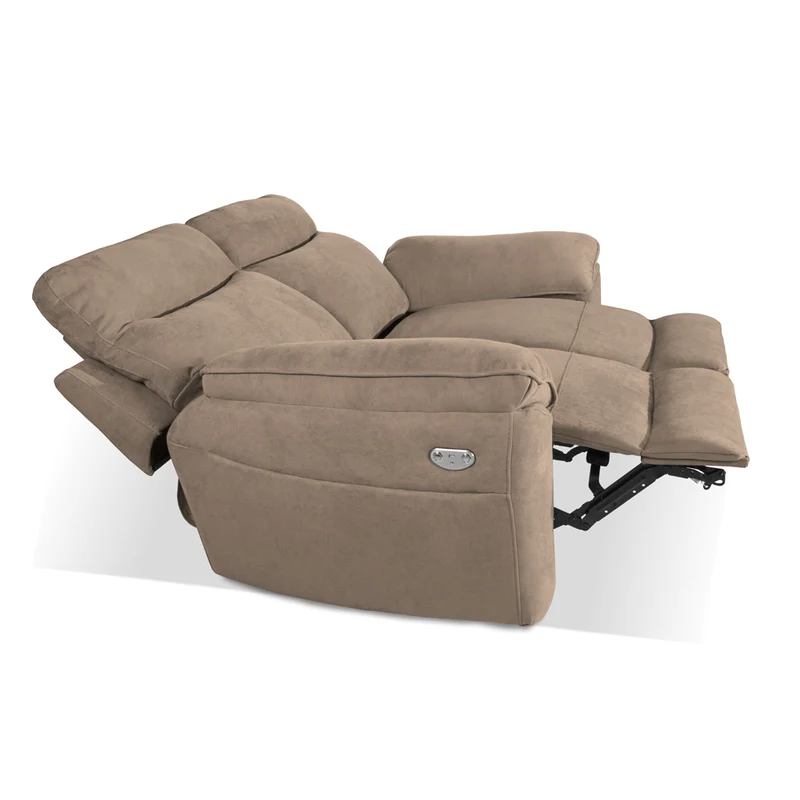 Divano 2 posti con recliner elettrico tessuto cappuccino 160x102H cm - Yuston