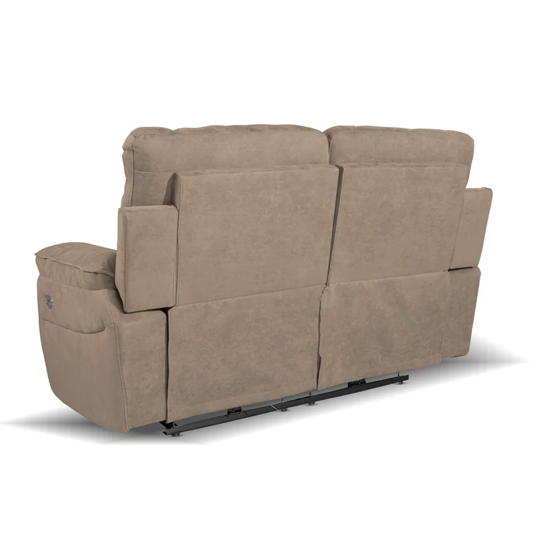 Divano 2 posti con recliner elettrico tessuto cappuccino 160x102H cm - Yuston
