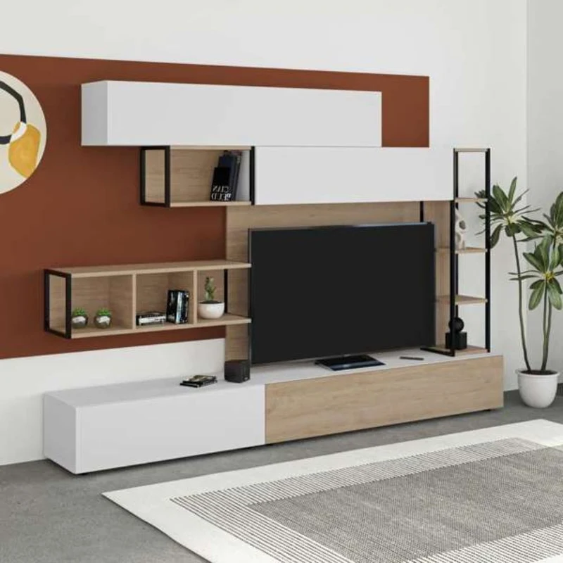 Parete attrezzata colore bianco e rovere 260 cm - Tronador