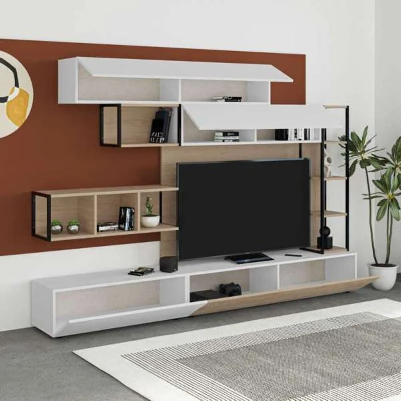 Parete attrezzata colore bianco e rovere 260 cm - Tronador