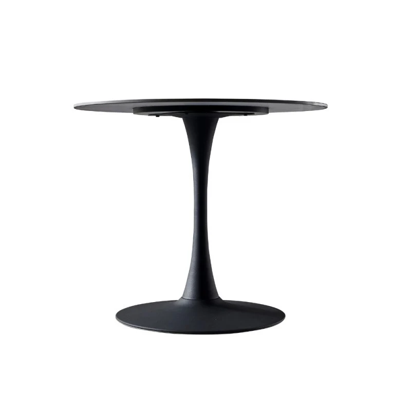 Tavolo rotondo con piano ceramica effetto marmo nero e oro - Dot
