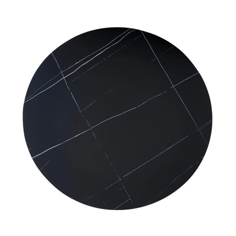 Tavolo rotondo con piano ceramica effetto marmo nero e oro - Dot