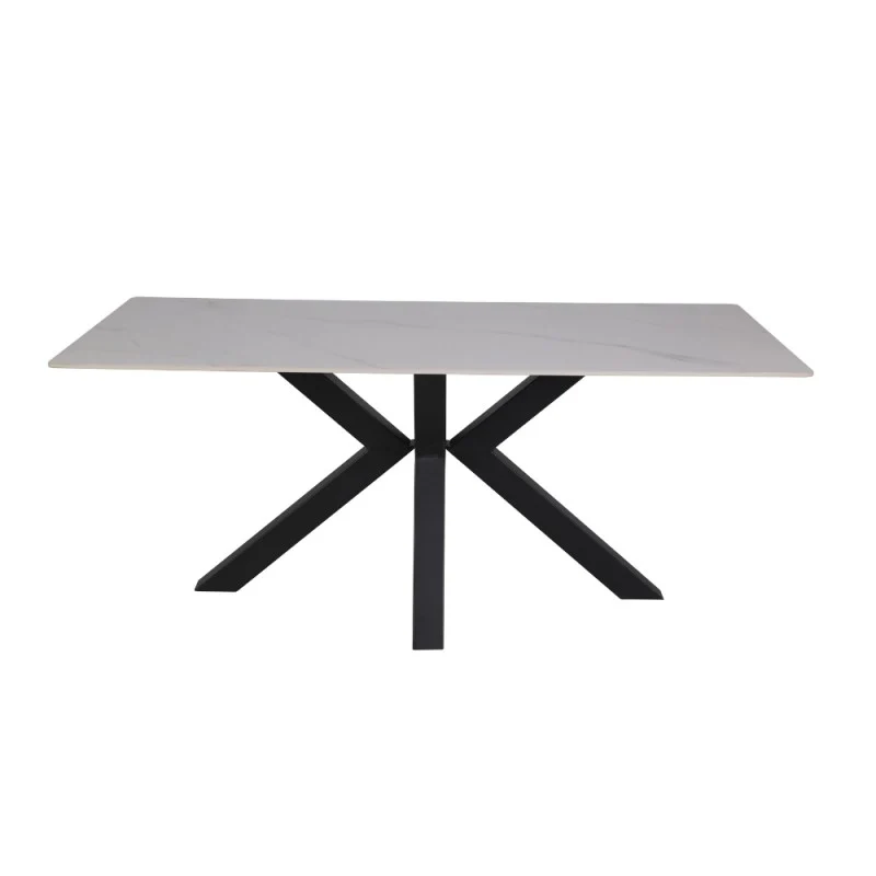 Tavolo con piano ceramica effetto marmo bianco lucido 180x90 cm - Solid