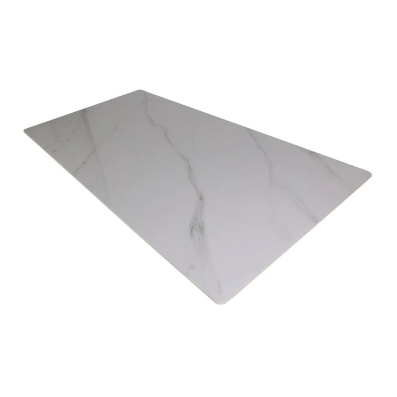 Tavolo con piano ceramica effetto marmo bianco lucido 180x90 cm - Solid