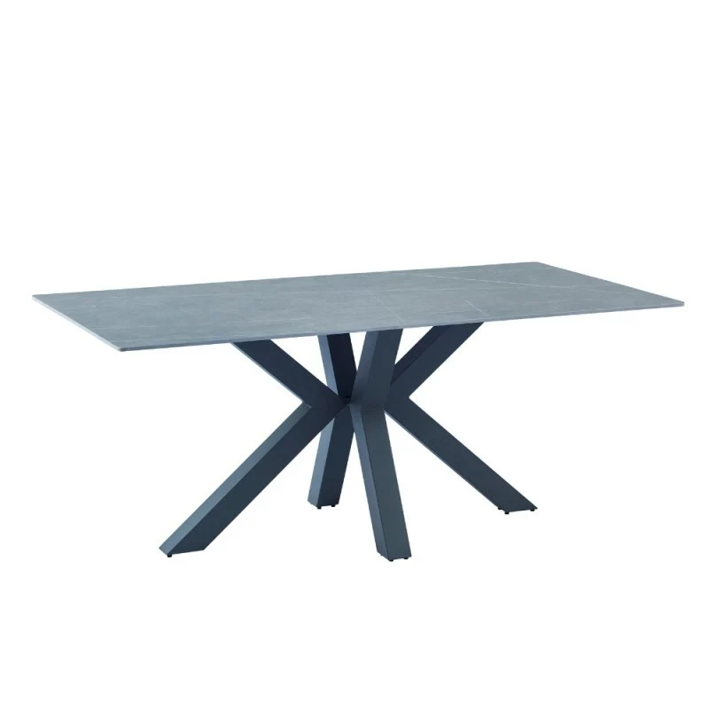 Tavolo con piano ceramica effetto marmo grigio opaco 180x90 cm - Germany