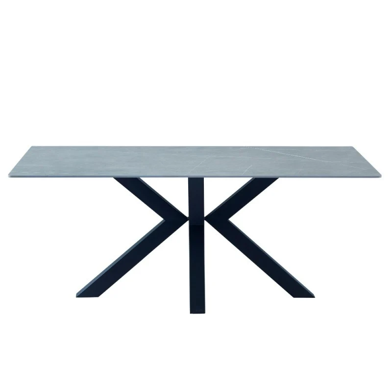 Tavolo con piano ceramica effetto marmo grigio opaco 180x90 cm - Germany