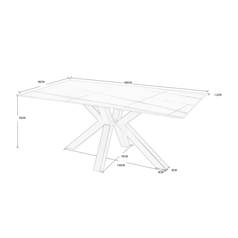 Tavolo con piano ceramica effetto marmo grigio opaco 180x90 cm - Germany