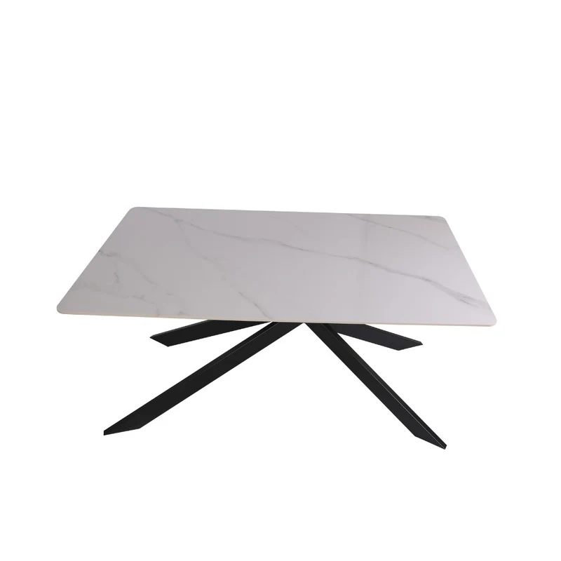 Tavolo rettangolare con piano ceramica effetto marmo bianco lucido - Star