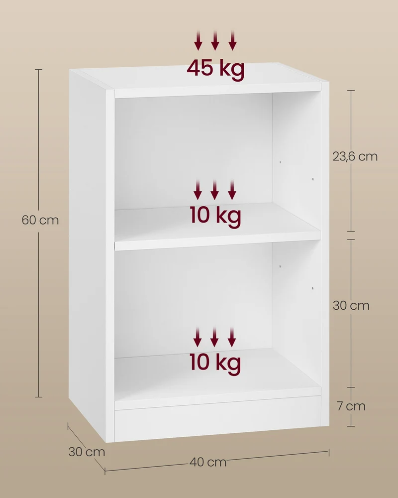 Table de chevet double usage avec étagère réglable 30 x 40 x 60 cm pratique pour chambre salon en aggloméré blanc nuage 12_0012225