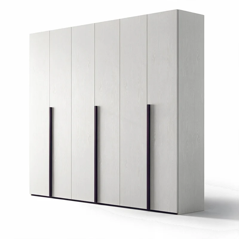 Armadio 6 ante battenti bianco portland e maniglie nero opaco 276x250H cm - Coco