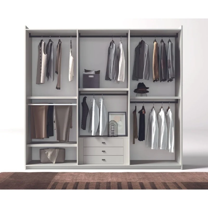Armadio 6 ante battenti bianco portland e maniglie nero opaco 276x250H cm - Coco
