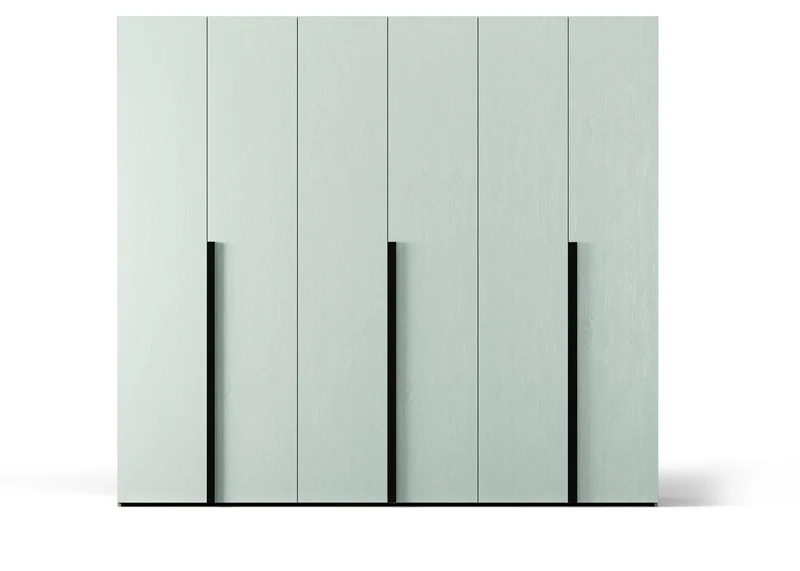 Armadio 6 ante battenti bianco portland e maniglie nero opaco 276x250H cm - Coco