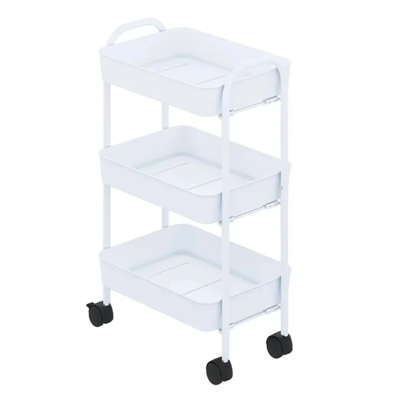 Carrello da cucina 3 ripiani in metallo bianco con ruote - Tier