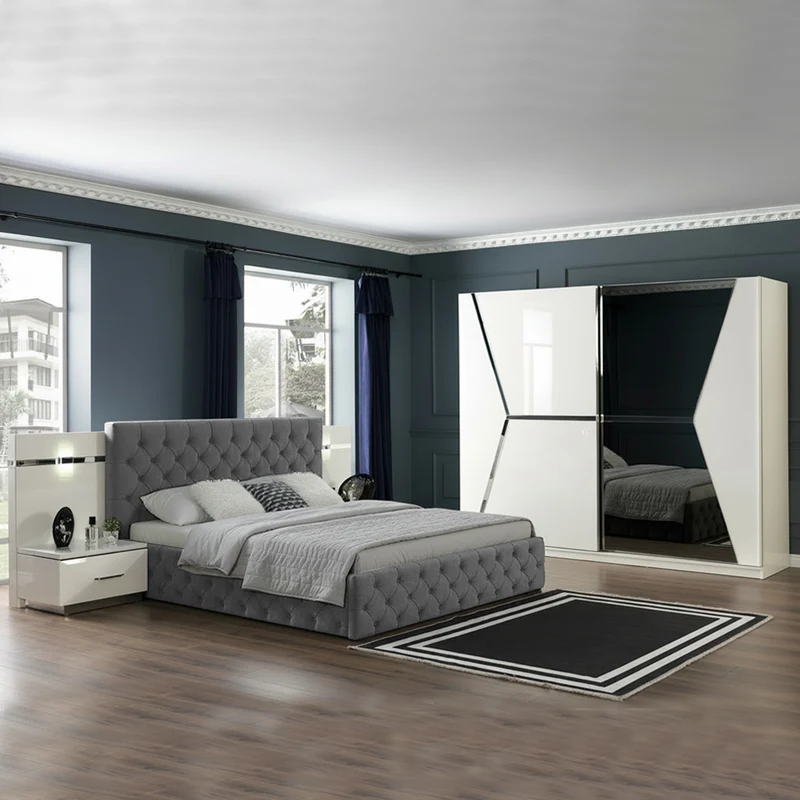Camera da letto bianco lucido Rams armadio 2 ante scorrevoli