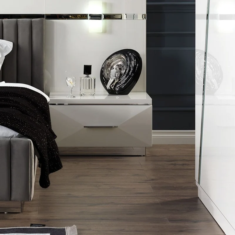 Camera da letto bianco lucido Rams armadio 2 ante scorrevoli