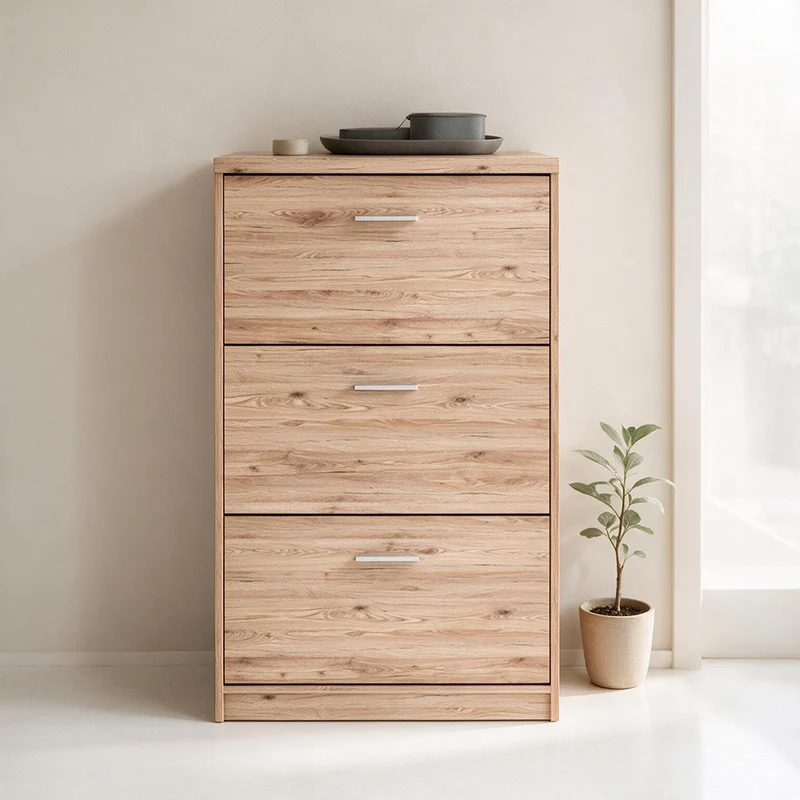 Scarpiera 3 ante a ribalta colore rovere 69,5x120H cm - Nepo