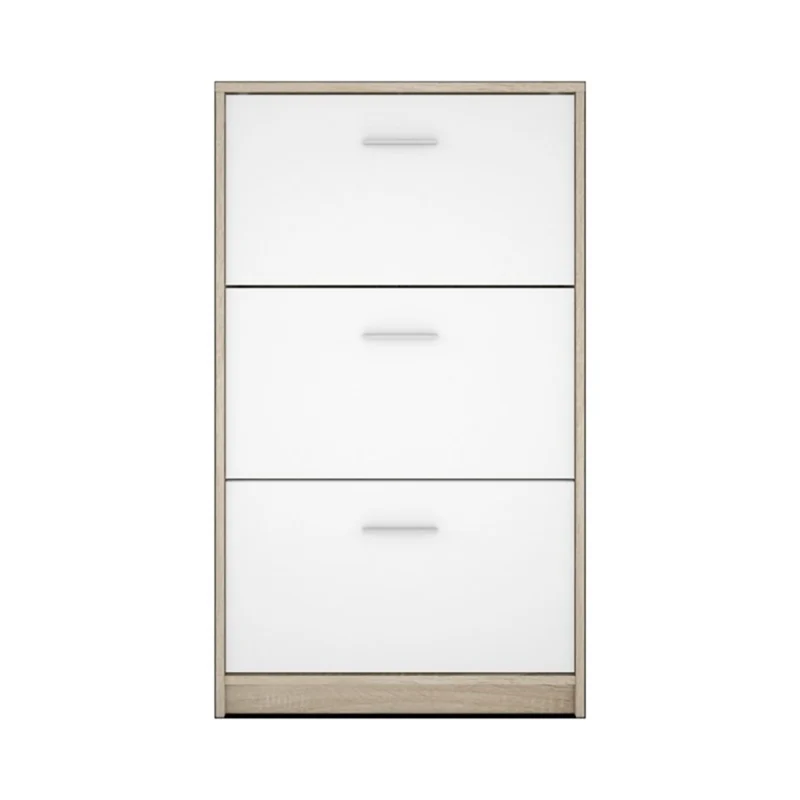 Scarpiera 3 ante a ribalta bianco e struttura colore rovere 69,5x120H cm - Nepo