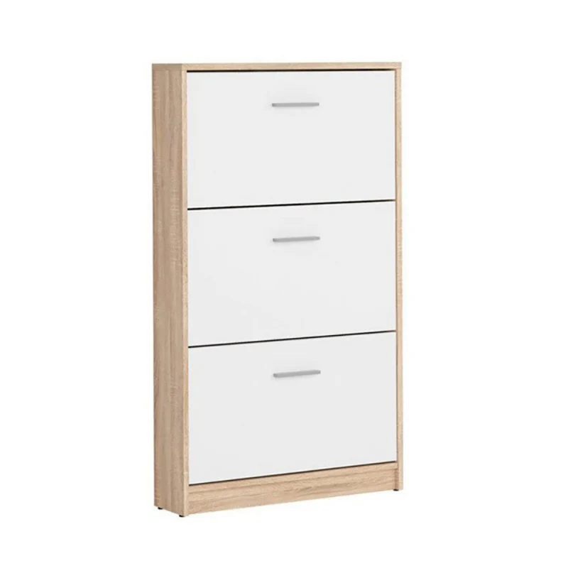 Scarpiera 3 ante a ribalta bianco e struttura colore rovere 69,5x120H cm - Nepo