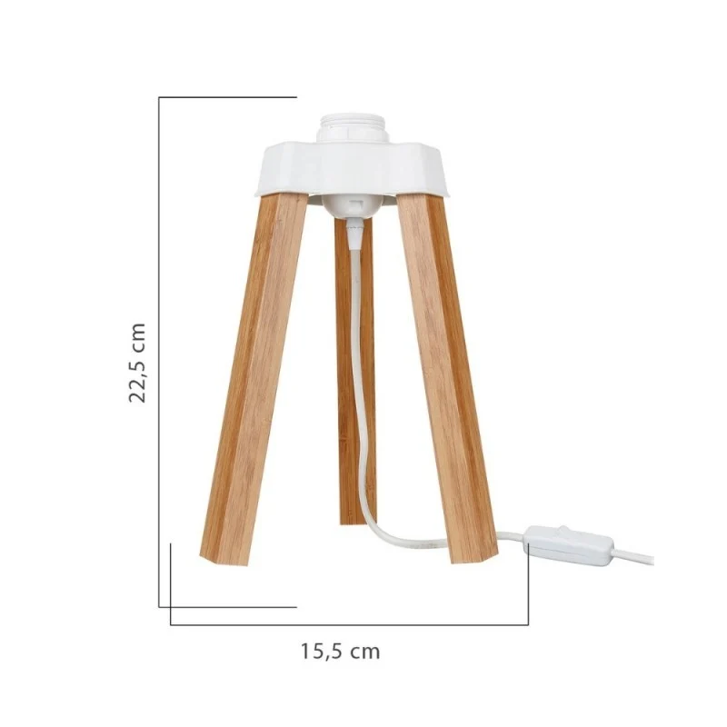 Lampada da tavolo treppiede rovere e paralume verde - PIKORO2638