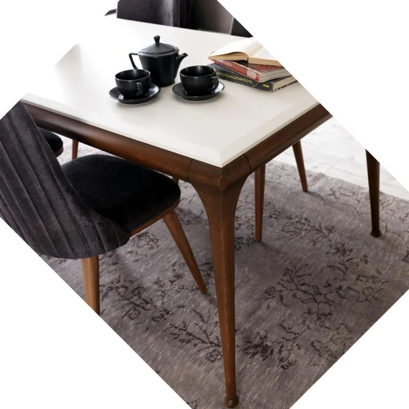 Tavolo moderno colore bianco e noce 190x105 cm - Diana