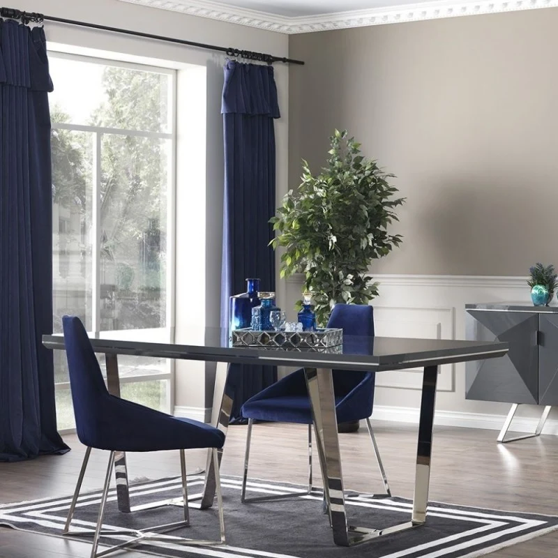 Tavolo moderno colore grigio laccato lucido 185x95 cm - Enzio