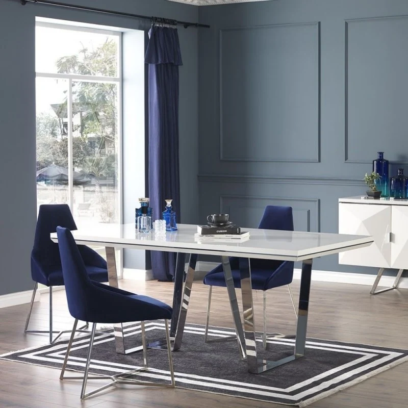Tavolo moderno colore bianco laccato lucido 185x95 cm - Enzio