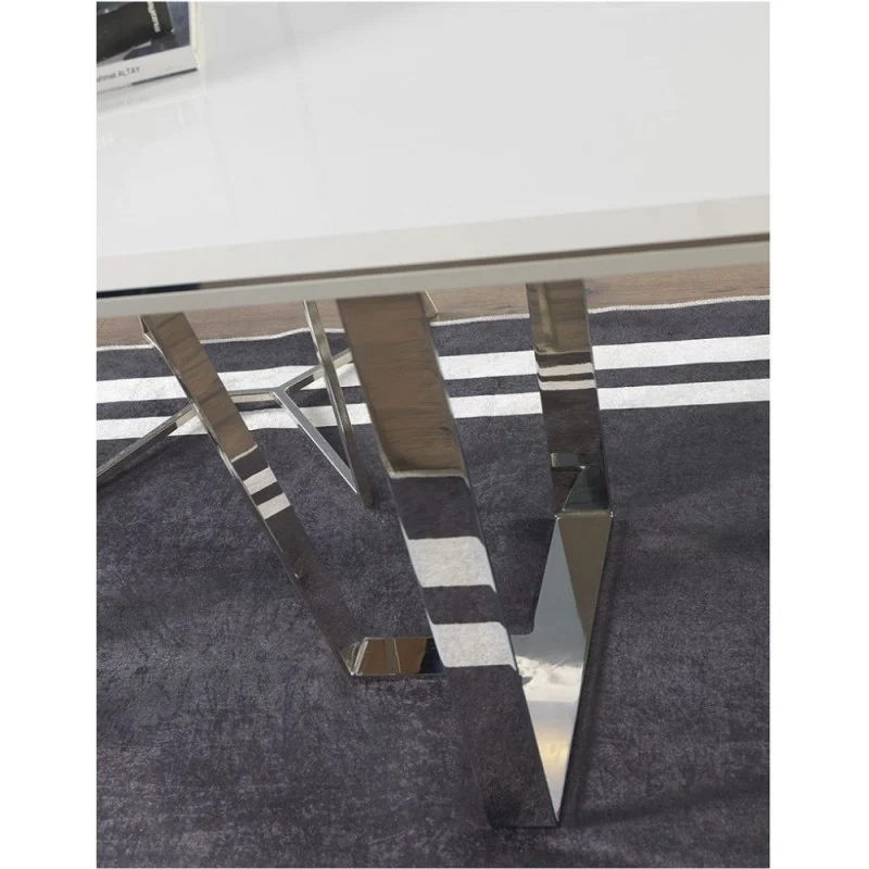 Tavolo moderno colore bianco laccato lucido 185x95 cm - Enzio