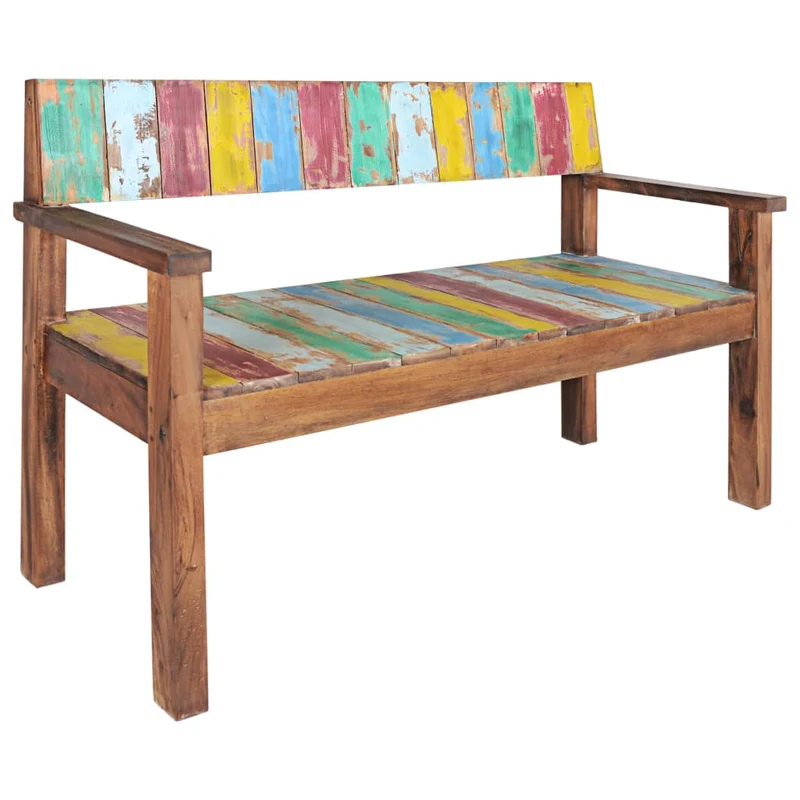Banc banquette 115 x 51 x 80 cm bois de récupération massif 02_0011009