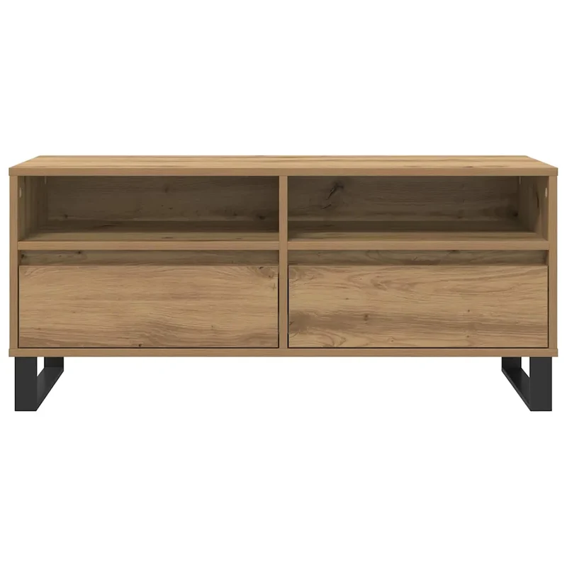 Meuble TV rectangulaire moderne avec tiroir et étagère 100 x 34,5 x 44,5 cm en bois chêne artisanal 02_0052746