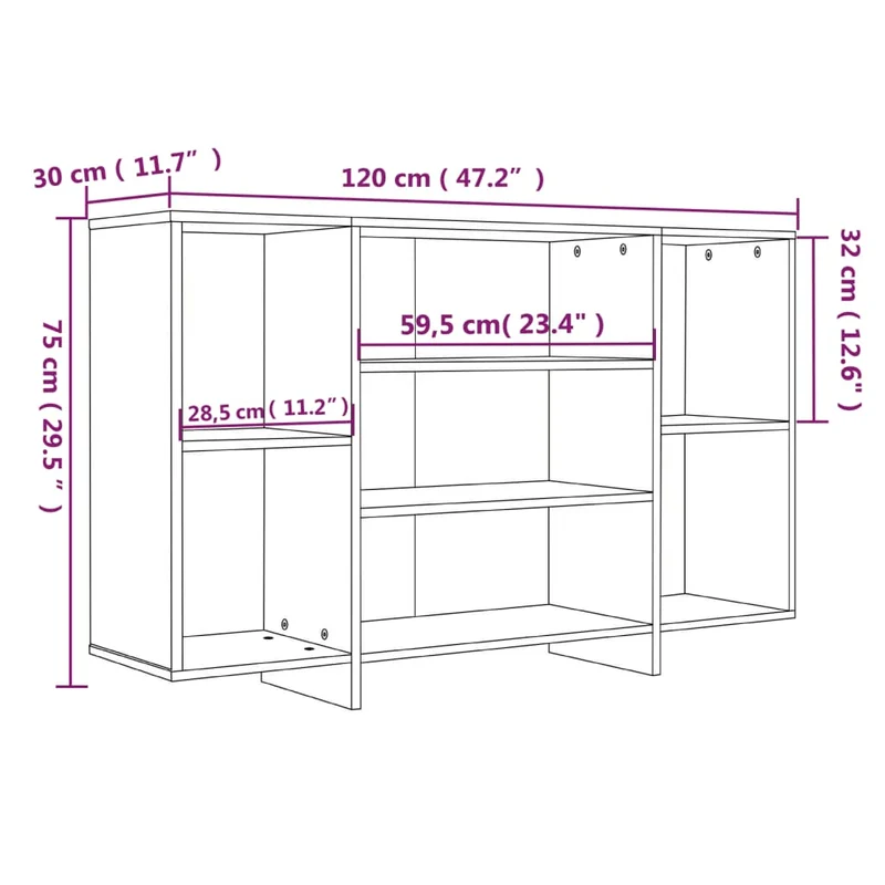 Buffet bahut commode armoire meuble de rangement organisateur cuisine salle de séjour salon 120 x 30 x 75 cm bois d'ingénierie marron 02_0030862