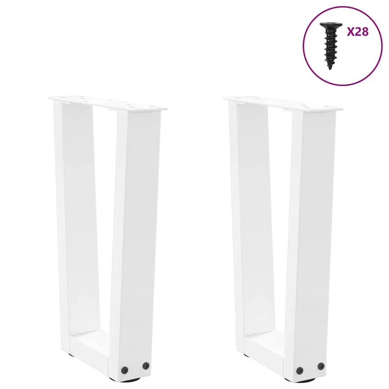 Lot de 2 pieds de table basse en forme de V réglables 28 x 43 cm en acier blanc 02_0056909