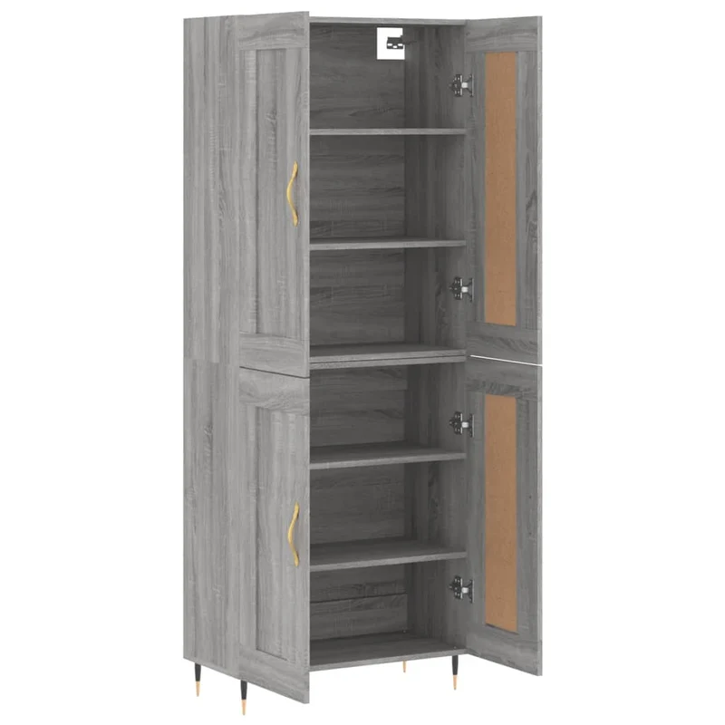 Buffet bahut commode armoire meuble de rangement organisateur cuisine salle de séjour salon haut sonoma 69,5 x 34 x 180 cm bois d'ingénierie gris 02_0035458
