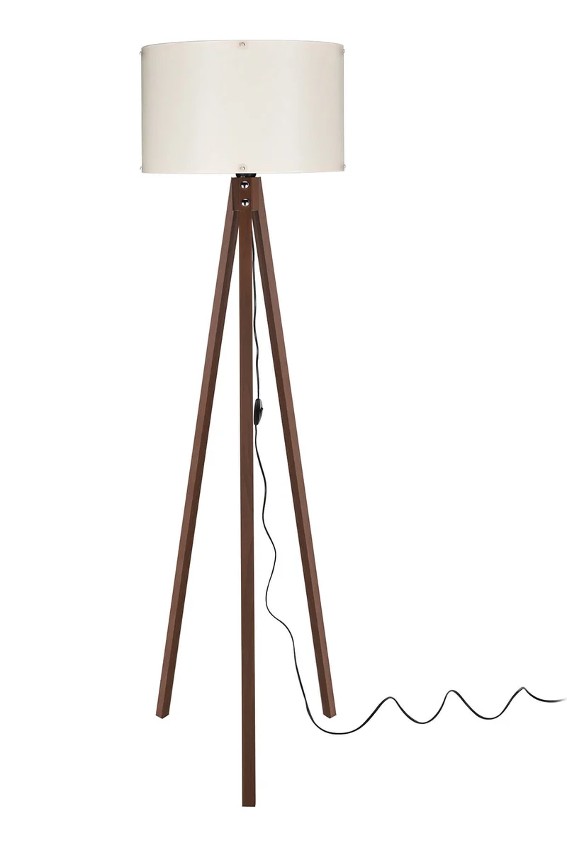 Lampada da terra treppiede colore noce e paralume crema - Aden ASZ1460