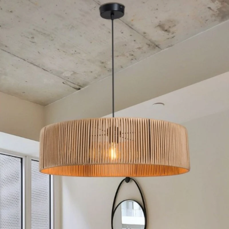 Lampada da soffitto stile rustico in carta effetto bamboo caffè - Roya ASZ1747