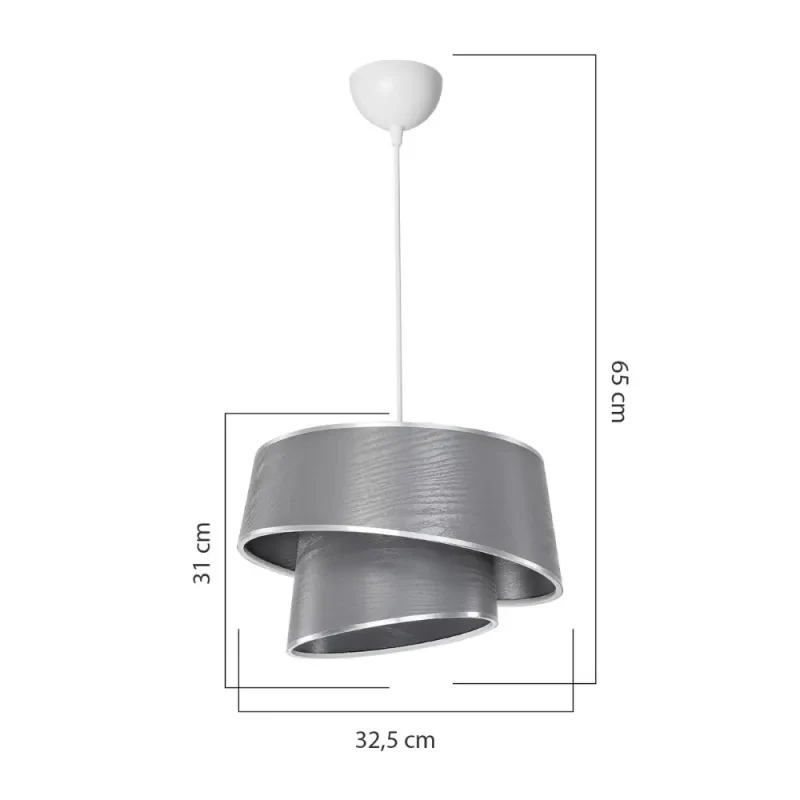 Lampada da soffitto con paralume grigio effetto legno - Lima MDL5132