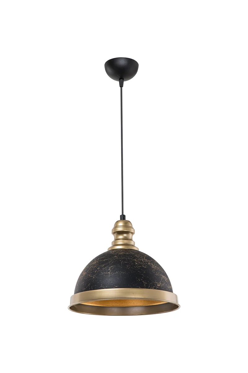 Lampada da soffitto con paralume metallo nero e dettagli oro - Astek ASZ1637