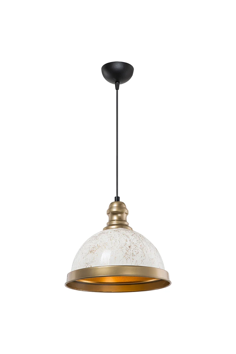 Lampada da soffitto con paralume metallo bianco e dettagli oro - Astek ASZ1636