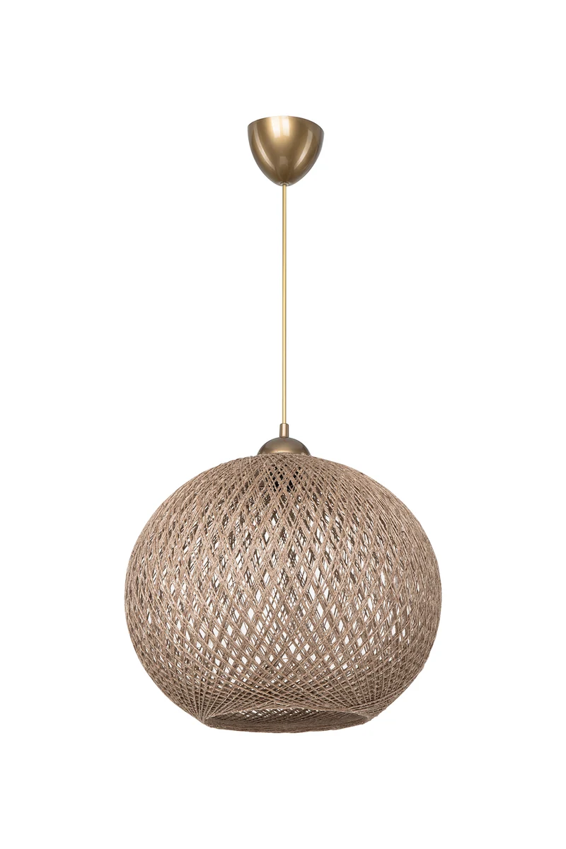 Lampada da soffitto con paralume in corda intrecciato beige - Yumak MDL4746