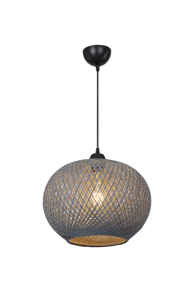 Lampada da soffitto con paralume corda intrecciato antracite - Yumak MDL4745