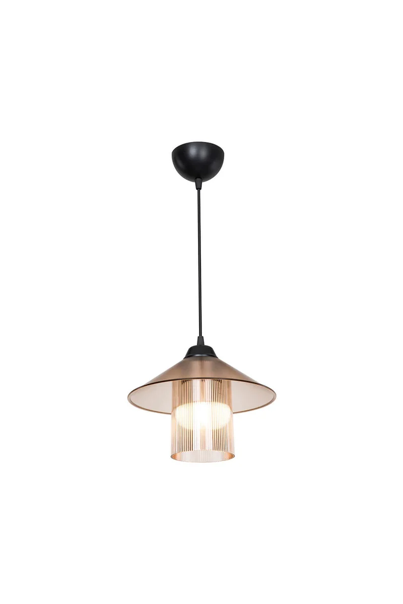 Lampada a sospensione stile vintage diffusore e paralume ambra - Inka ASZ1464