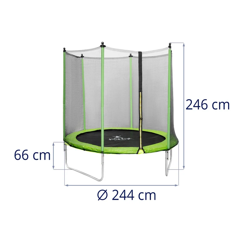 Trampoline de jardin - diamètre 244 x 180 cm - 80 kg - filet de sécurité - noir/gris 14_0008022