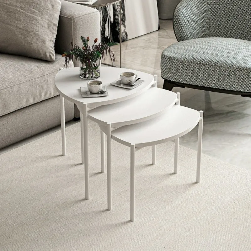 Tris tavolini da salotto moderni colore bianco - Lenny