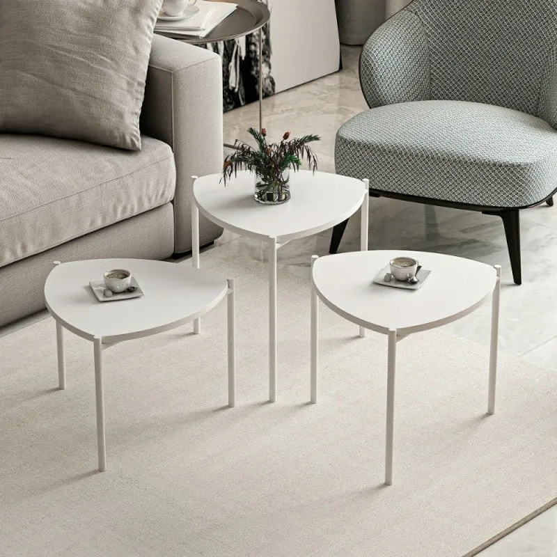 Tris tavolini da salotto moderni colore bianco - Lenny