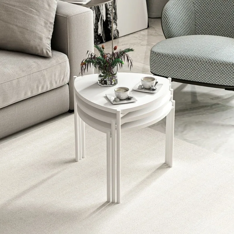 Tris tavolini da salotto moderni colore bianco - Lenny