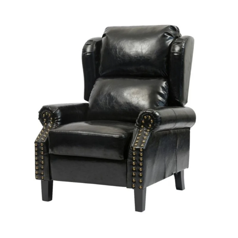 Poltrona con massaggio e schienale riscaldabile ecopelle nero - Wing