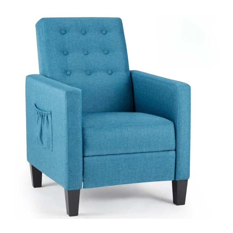 Poltrona recliner con massaggio tessuto blu - Malea