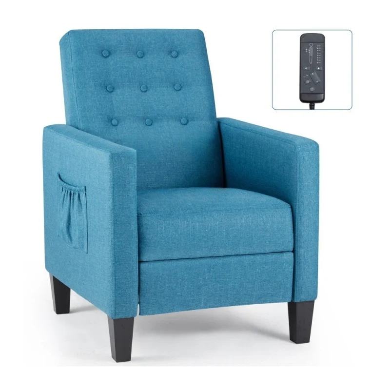 Poltrona recliner con massaggio tessuto blu - Malea