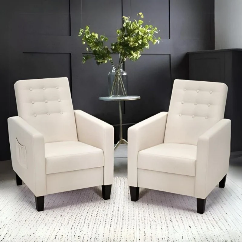 Poltrona recliner con massaggio tessuto beige - Malea