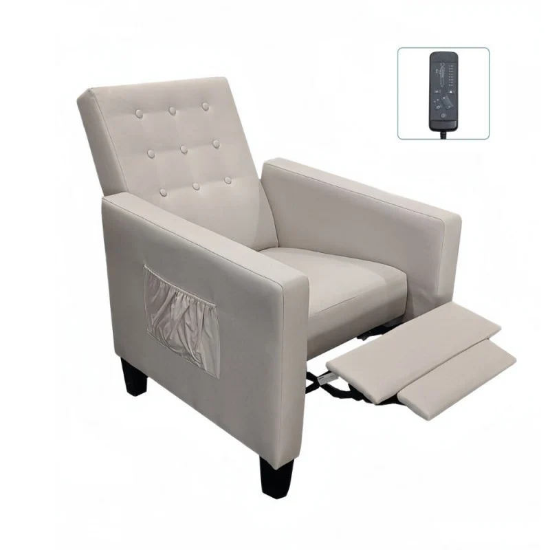 Poltrona recliner con massaggio tessuto beige - Malea