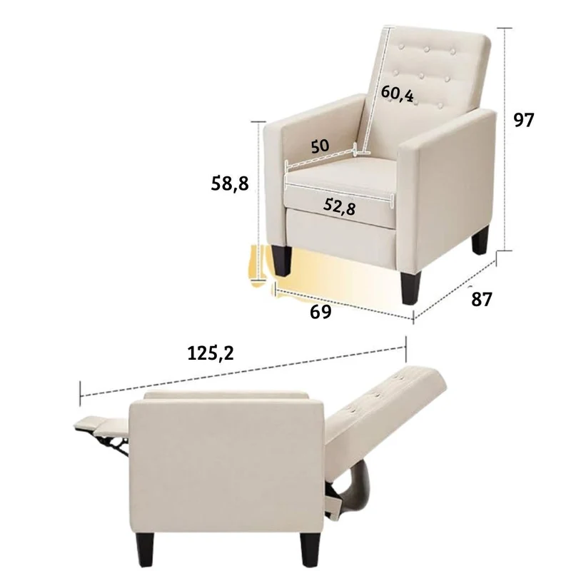 Poltrona recliner con massaggio tessuto beige - Malea